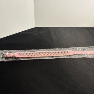 Pink Studded Leatherette collar - dog Accessories